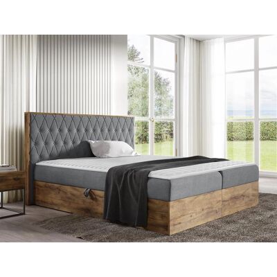 VENETI Boxspringová jednolôžková posteľ 120x200 BELFLOWER 6 - dub lancelot / popolavá + topper ZDARMA VENETI Boxspringová jednolôžková posteľ 120x200 BELFLOWER 6 - dub lancelot / popolavá + topper ZDARMA