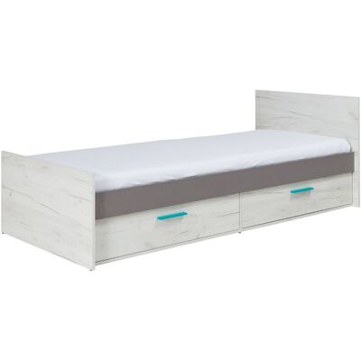 VENETI Jednolôžková posteľ 80x200 DEANY - dub kraft / popolavá / tyrkysová VENETI Jednolôžková posteľ 80x200 DEANY - dub kraft / popolavá / tyrkysová