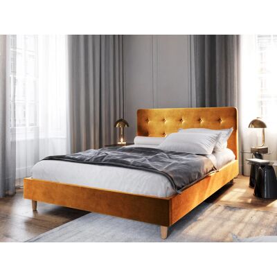 VENETI Čalúnená jednolôžková posteľ 90x200 NOOR - oranžová VENETI Čalúnená jednolôžková posteľ 90x200 NOOR - oranžová