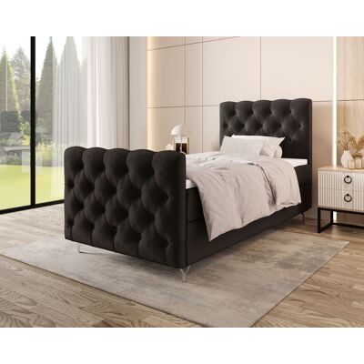 VENETI Čalúnená boxspringová posteľ 100x200 ADRIA PLUS 2 - tmavo šedá VENETI Čalúnená boxspringová posteľ 100x200 ADRIA PLUS 2 - tmavo šedá