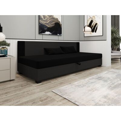 VENETI Čalúnená jednolôžková posteľ 90x195 ARIADNA BIZ 1 - čierna / šedá VENETI Čalúnená jednolôžková posteľ 90x195 ARIADNA BIZ 1 - čierna / šedá