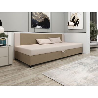 VENETI Čalúnená jednolôžková posteľ 120x195 ARIADNA BIZ 1 - hnedá / ecru VENETI Čalúnená jednolôžková posteľ 120x195 ARIADNA BIZ 1 - hnedá / ecru