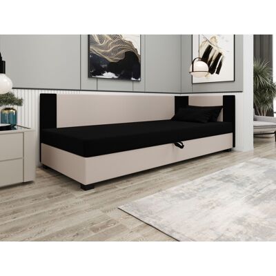 VENETI Čalúnená jednolôžková posteľ 120x195 ARIADNA PLUS 1 - čierna / ecru VENETI Čalúnená jednolôžková posteľ 120x195 ARIADNA PLUS 1 - čierna / ecru