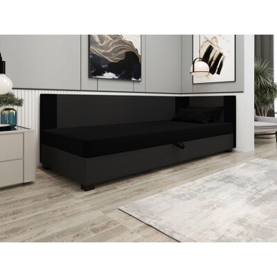 VENETI Čalúnená jednolôžková posteľ 110x195 ARIADNA PLUS 1 - čierna / šedá VENETI Čalúnená jednolôžková posteľ 110x195 ARIADNA PLUS 1 - čierna / šedá