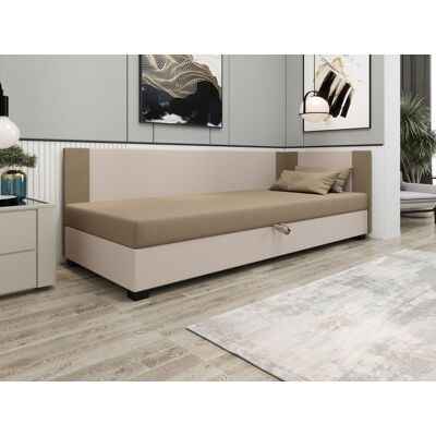 VENETI Čalúnená jednolôžková posteľ 80x195 ARIADNA PLUS 2 - hnedá / ecru VENETI Čalúnená jednolôžková posteľ 80x195 ARIADNA PLUS 2 - hnedá / ecru