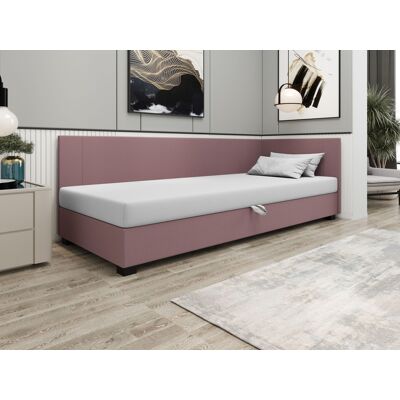 VENETI Čalúnená jednolôžková posteľ 80x195 ARIADNA PLUS 2 - ružová / biela VENETI Čalúnená jednolôžková posteľ 80x195 ARIADNA PLUS 2 - ružová / biela