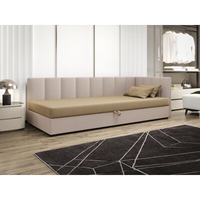 VENETI Jednolôžková posteľ 100x195 MANKA PLUS 2 - hnedá / ecru VENETI Jednolôžková posteľ 100x195 MANKA PLUS 2 - hnedá / ecru