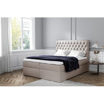VENETI Elegantná čalúnená posteľ Mandy s úložným priestorom svetlo béžová 160 x 200 + topper zdarma VENETI Elegantná čalúnená posteľ Mandy s úložným priestorom svetlo béžová 160 x 200 + topper zdarma