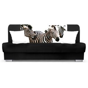 VENETI Rozkladacia pohovka BIRMA - čierna / zebra VENETI Rozkladacia pohovka BIRMA - čierna / zebra