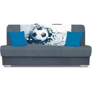 VENETI Rozkladacia pohovka BIRMA - šedá / futbal VENETI Rozkladacia pohovka BIRMA - šedá / futbal