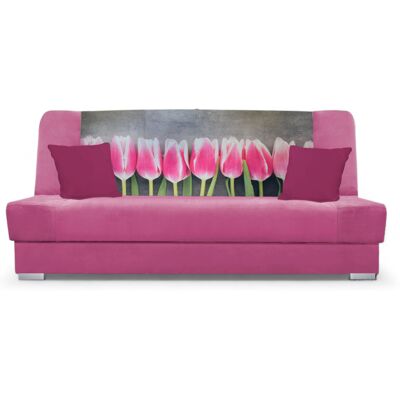 VENETI Rozkladacia pohovka BIRMA - ružová / tulipán VENETI Rozkladacia pohovka BIRMA - ružová / tulipán