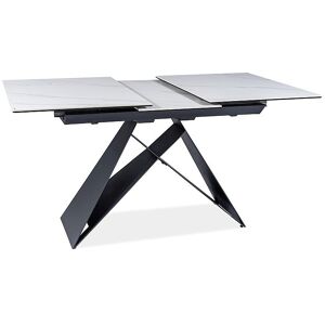 VENETI Rozkladací jedálenský stôl VIDOR 2 - 120x80, biely mramor / čierny VENETI Rozkladací jedálenský stôl VIDOR 2 - 120x80, biely mramor / čierny