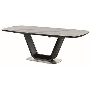 VENETI Rozkladací jedálenský stôl MARVIN - 160x90, biely mramor / čierny VENETI Rozkladací jedálenský stôl MARVIN - 160x90, biely mramor / čierny