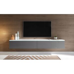 VENETI TV stolík CERIEE 180 - biely / šedý lesklý VENETI TV stolík CERIEE 180 - biely / šedý lesklý