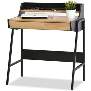VENETI Minimalistický písací stôl RENO - čierny / dub sonoma VENETI Minimalistický písací stôl RENO - čierny / dub sonoma