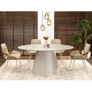 VENETI Oválny jedálenský stôl 160x90 cm ELIAM - sivý mramor / sivý VENETI Oválny jedálenský stôl 160x90 cm ELIAM - sivý mramor / sivý
