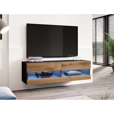 VENETI TV stolík 140 cm ASHTON 1 - čierny / dub wotan VENETI TV stolík 140 cm ASHTON 1 - čierny / dub wotan