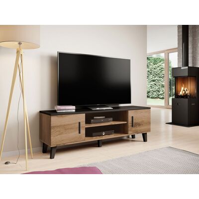 VENETI TV stolík 160 cm OLINA - dub wotan / čierny VENETI TV stolík 160 cm OLINA - dub wotan / čierny