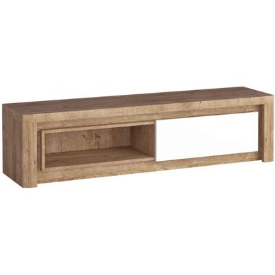 VENETI TV stolík s LED osvetlením DURAZNO 2 - dub ribbeck / lesklý biely VENETI TV stolík s LED osvetlením DURAZNO 2 - dub ribbeck / lesklý biely