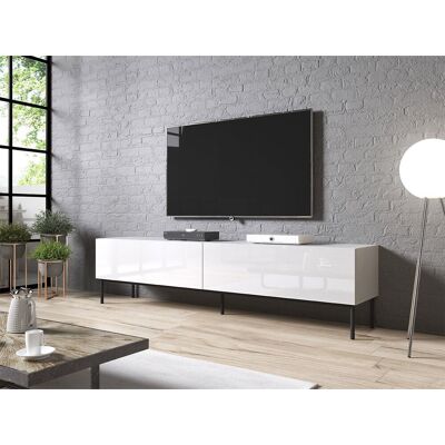 VENETI TV stolík TOKA - 200 cm, lesklý biely / čierny VENETI TV stolík TOKA - 200 cm, lesklý biely / čierny
