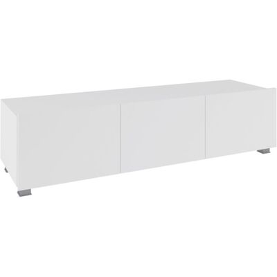VENETI TV stolík 150 cm CHEMUNG - biely / lesklý biely VENETI TV stolík 150 cm CHEMUNG - biely / lesklý biely