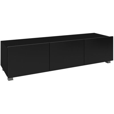 VENETI TV stolík 150 cm CHEMUNG - čierny / lesklý čierny VENETI TV stolík 150 cm CHEMUNG - čierny / lesklý čierny