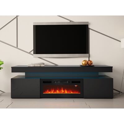 VENETI TV stolík s elektrickým krbom USOA - lesklý čierny + LED osvetlenie ZDARMA VENETI TV stolík s elektrickým krbom USOA - lesklý čierny + LED osvetlenie ZDARMA