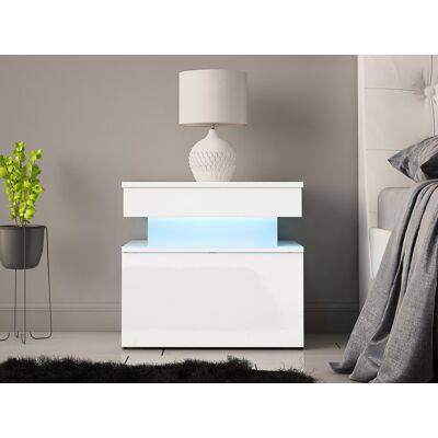 VENETI Nočný stolík s LED osvetlením USOA - lesklý biely VENETI Nočný stolík s LED osvetlením USOA - lesklý biely