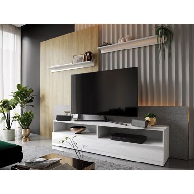 VENETI Set 2x stolík pod TV na nôžkach SALADO - biely / lesklý biely + 2x polica ZDARMA VENETI Set 2x stolík pod TV na nôžkach SALADO - biely / lesklý biely + 2x polica ZDARMA