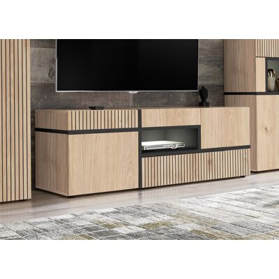 VENETI Široký TV stolík CELINE - hickory jackson / čierny VENETI Široký TV stolík CELINE - hickory jackson / čierny