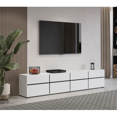 VENETI Široký TV stolík GLENROSE - biely / čierny VENETI Široký TV stolík GLENROSE - biely / čierny
