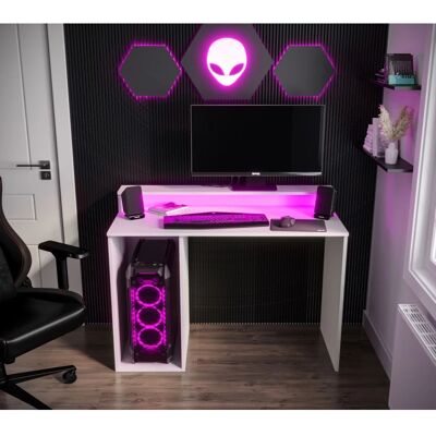 Počítačový stôl LAMAR 2 s LED osvetlením - biely Počítačový stôl LAMAR 2 s LED osvetlením - biely