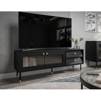 Presklený TV stolík FORNEY - čierny Presklený TV stolík FORNEY - čierny