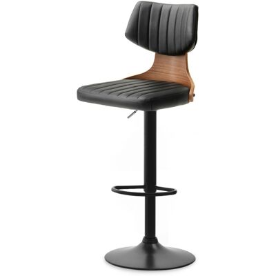 VENETI Barová stolička ASTERIA - orech / čierna eko koža VENETI Barová stolička ASTERIA - orech / čierna eko koža