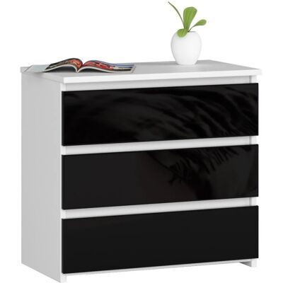 VENETI Veľký nočný stolík VALESTRA - biely / čierny lesklý VENETI Veľký nočný stolík VALESTRA - biely / čierny lesklý