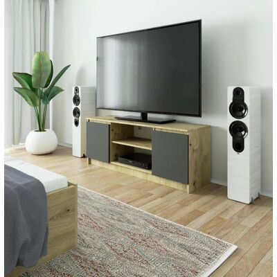 VENETI TV stolík s dvierkami YMARIN - dub artisan / šedý VENETI TV stolík s dvierkami YMARIN - dub artisan / šedý