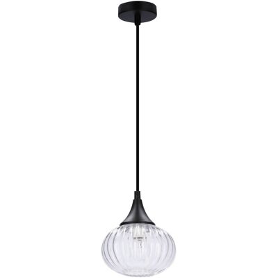 Moderné závesné svetlo EXETER - 1xE14, 40W, 14,5 cm, okrúhle, čierne / číre Moderné závesné svetlo EXETER - 1xE14, 40W, 14,5 cm, okrúhle, čierne / číre