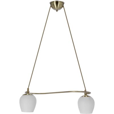 Rustikálne závesné svetlo nad jedálenský stôl SERANO - 2xE27, 60W, patina/biela Rustikálne závesné svetlo nad jedálenský stôl SERANO - 2xE27, 60W, patina/biela