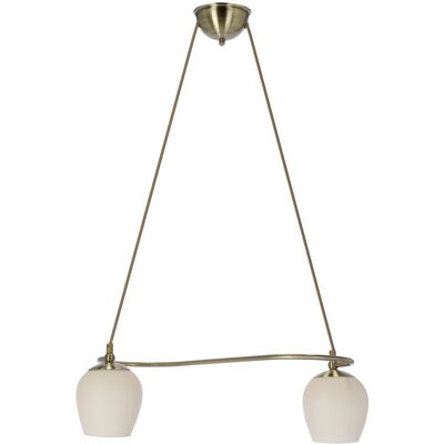 Rustikálne závesné svetlo nad jedálenský stôl SERANO - 2xE27, 60W, patina / krémové Rustikálne závesné svetlo nad jedálenský stôl SERANO - 2xE27, 60W, patina / krémové