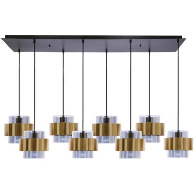 Moderné závesné svetlo nad jedálenský stôl SPIEGA - 8xE27, 60W, čierne / mosadzné Moderné závesné svetlo nad jedálenský stôl SPIEGA - 8xE27, 60W, čierne / mosadzné