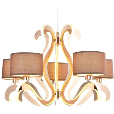 Päťramenné závesné svetlo AMBROSIA - 5xE14, 40W + LED 43,4W, 2800K (teplá biela), medené Päťramenné závesné svetlo AMBROSIA - 5xE14, 40W + LED 43,4W, 2800K (teplá biela), medené