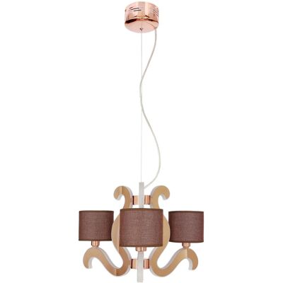 Trojramenné závesné svetlo AMBROSIA - 3xE14, 40W + LED 18,4 W, 2800K (teplá biela), medené Trojramenné závesné svetlo AMBROSIA - 3xE14, 40W + LED 18,4 W, 2800K (teplá biela), medené