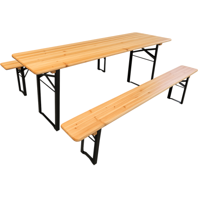 BRIMO Pivný set 197x60 cm – Záhradný stôl s lavicami pre 8 osôb Masív + kov - 197cm x 60cm - BRIMO Pivný set 197x60 cm – Záhradný stôl s lavicami pre 8 osôb Masív + kov - 197cm x 60cm -