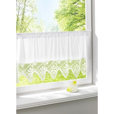 bonprix Vitrážková záclona s háčkovaným zakončením 45/120 cm unisex bonprix Vitrážková záclona s háčkovaným zakončením 45/120 cm unisex