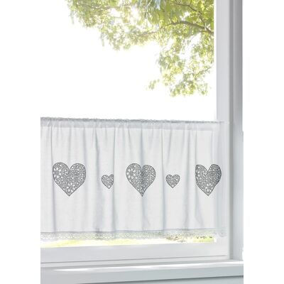 bonprix Vitrážková záclona so srdiečkovou potlačou, bio bavlna D/Š: 30/90 cm unisex bonprix Vitrážková záclona so srdiečkovou potlačou, bio bavlna D/Š: 30/90 cm unisex