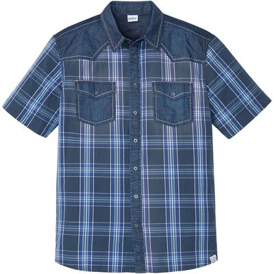 bonprix Košeľa s krátkym rukávom, denimové zdobenie 45/46 (XXL) male bonprix Košeľa s krátkym rukávom, denimové zdobenie 45/46 (XXL) male