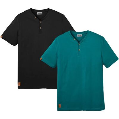 bonprix Tričko s gombičkami (2 ks), z čistej bio bavlny 52/54 (L) male bonprix Tričko s gombičkami (2 ks), z čistej bio bavlny 52/54 (L) male