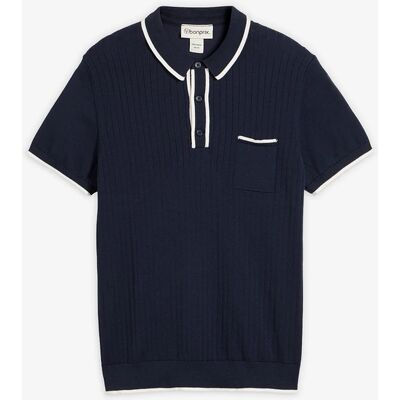 bonprix Pletené tričko s kontrastnými detailmi 52/54 (L) male bonprix Pletené tričko s kontrastnými detailmi 52/54 (L) male