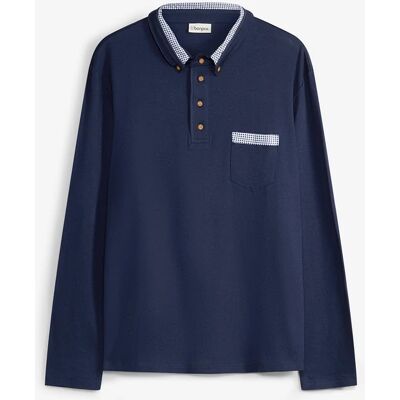 bonprix Polo tričko z čistej bavlny, kárované detaily 60/62 (XXL) male bonprix Polo tričko z čistej bavlny, kárované detaily 60/62 (XXL) male