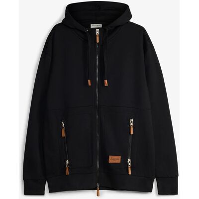 bonprix Mikinová bunda, s kapucňou, z mäkkého mixu bavlny, Loose Fit 60/62 (XXL) male bonprix Mikinová bunda, s kapucňou, z mäkkého mixu bavlny, Loose Fit 60/62 (XXL) male